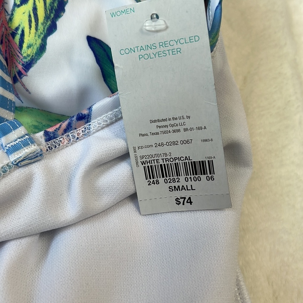 Outdoor Oasis One Piece Swimsuit Women's Sz Small White Tropical NWT - Picture 9 of 10